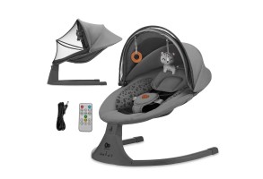 Електрическа люлка/шезлонг KinderKraft LUMI 2, Тъмно сива - 11