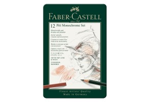 Faber-Castell Комплект моливи Pitt Monochrome, 12 броя в метална кутия