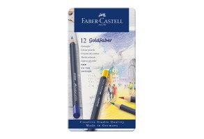 Faber-Castell Цветни моливи Goldfaber, 12 цвята, в метална кутия