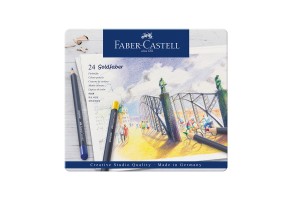 Faber-Castell Цветни моливи Goldfaber, 24 цвята, в метална кутия