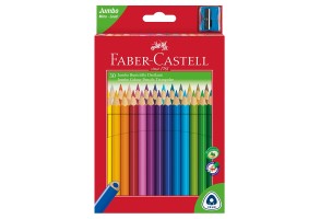Faber-Castell Цветни моливи Triangular Jumbo, 30 цвята, с включена острилка