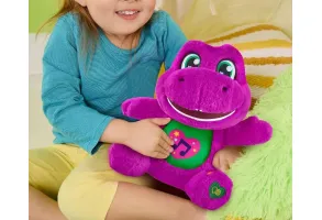 Fisher Price - Барни музикална плюшена фигурка с микрофон, 26 см - 6