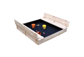 Голям Детски Пясъчник с Пейки и Сгъваем Капак GINGER HOME 157x157x21см, Дървен