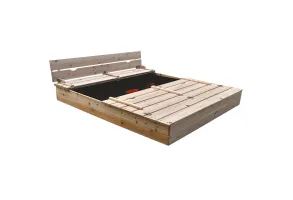 Голям Детски Пясъчник с Пейки и Сгъваем Капак GINGER HOME 157x157x21см, Дървен - 2