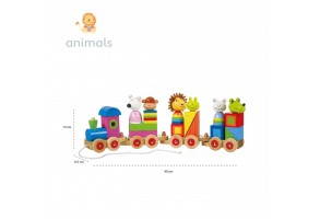 Голям дървен влак, пъзел и сортер - Animals - 2
