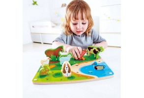 Hape Домашни животни - Дървен пъзел за игра - 4