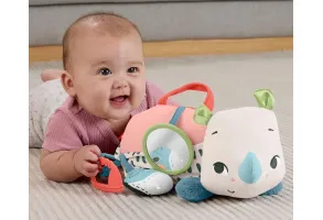 Играчка носорог Fisher Price, за игра по коремче - 3