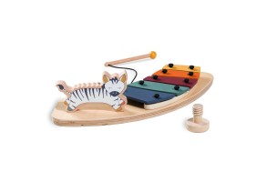 Дървена играчка за столче за хранене Alpha+/Beta+ Hauck, Зебра, Play Music