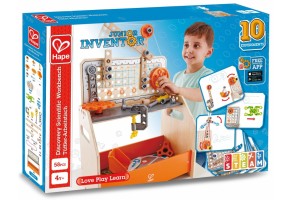 Игрален комплект, Hape, Дървена работна маса, Млад изобретател, 58 части