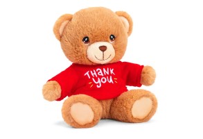 Keeleco, Екологична плюшена играчка мече, с червена тениска Thank you, Keel Toys