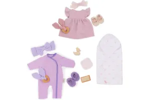 Комплект аксесоари за кукла, Battat, Lulla Baby, Дрехи за момичета, 11 части, Розов