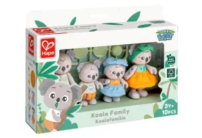 Комплект дървени фигури, Hape, Семейство коали, 10 части