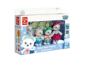 Комплект дървени фигури, Hape, Семейство полярни мечки, 10 части