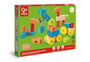 Комплект дървени, цветни кубчета, Hape, 44 части