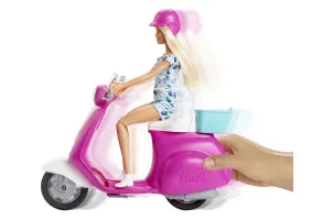 Кукла Barbie - Барби с розов скутер - 4