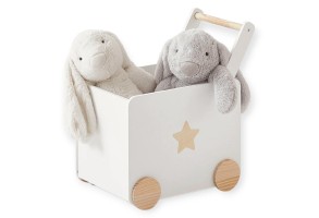 Кутия за Играчки GINGER HOME с Колелца за Бутане, Дървена, Бяла, 38х45х54 см.