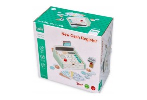 Lelin Toys, Детски дървен касов апарат, с баркод четец - 4
