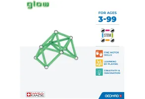 Магнитен конструктор, Geomag, Glow, 42 части - 2