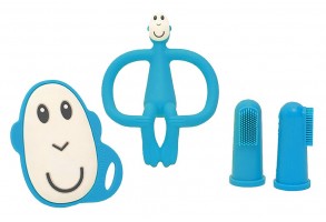 Matchstick Monkey Teething Starter Set комплект силиконови чесалки с антимикробна технология - Blue - 3