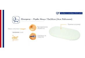 Матрак за кош за новородено 73x32см (4см Дебелина) - 3