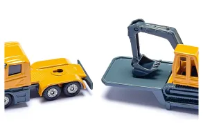 Метална играчка Siku Super - Камион с ремарке и багер - 2