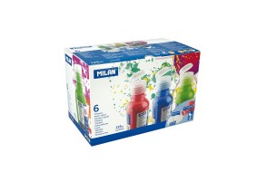 Milan Темперни бои, 6 цвята, 125 ml, с включена четка, опаковка 12