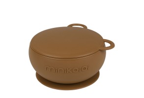 Minikoioi Bowly силиконова купа с вакуум и капак - Woody Brown - 2
