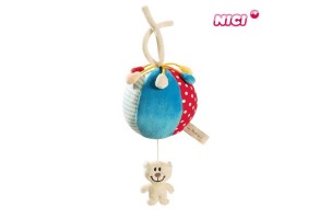 Музикална играчка с връвка Мече с топка