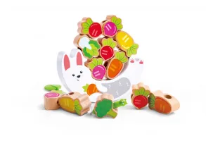 Образователна дървена играчка, Hape, Зайче, Баланс и нанизване - 4