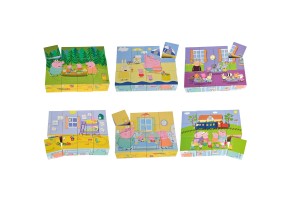 Peppa Pig - Дървени кубчета, 12 бр. блокчета