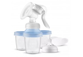 Philips AVENT Ръчна помпа за изцеждане на кърма Natural Motion с контейнери VIA SCF430/13