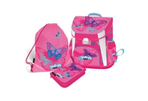 PINK BUTTERFLY комплект 3 в 1 - раница, несесер, спортна торба