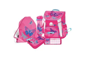 PINK BUTTERFLY комплект 5 в 1 - раница, несесери 2 бр., спортна торба, бутилка