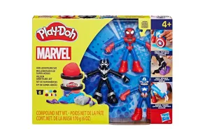 Play Doh Marvel - Комплект с фигурки Капитан Америка, Спайдърмен и Черната пантера