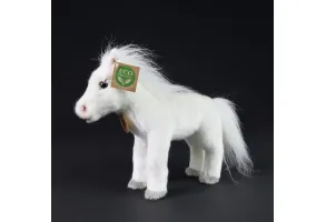 Плюшен Бял кон с бяла грива, 24 см., стоящ - 4