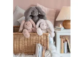 Плюшена играчка Moulin Roty - Зайче, розово, 32 cm - 4
