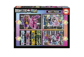 Прогресивен пъзел, Educa, Monster High 4 в 1, 50/80/100/150 части