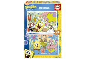 Пъзел 2 в 1, Educa, Sponge Bob, 2 х 100 части