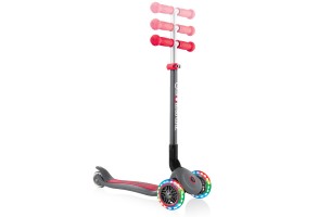 Сгъваема тротинетка със светещи колела Globber Primo Foldable Lights, сиво-червена - 3