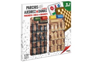 Шах, дама и не се сърди човече - дървени игри, 3 в 1