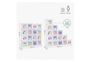 Шкаф за съхранение на играчки - 16 кубчета - Еднорог - 3