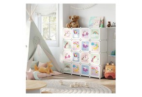 Шкаф за съхранение на играчки - 16 кубчета - Еднорог - 2