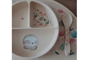 Силиконова чиния за хранене с вакуум, Sassi, Ленивец - 3