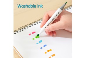 Sketch маркери Deli Colorun EC187-48, измиващи се, - объл връх 1 мм и скосен връх 5 мм, к-т 48 цвята - 2