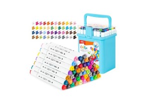Sketch маркери Deli Colorun EC187-48, измиващи се, - объл връх 1 мм и скосен връх 5 мм, к-т 48 цвята - 3