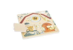 Small Foot Активна дъска Сафари, с врати и ключалки, 22 х 1 х 22 cm