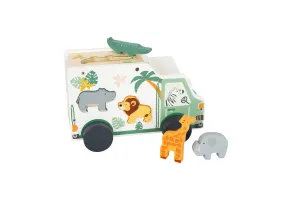 Small Foot Кола Сафари, за вграждане на животни, дървена, 23 х 13 х 14 cm