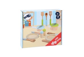 Small Foot Комплект съдове и прибори за готвене, детски, дъвени, 13 части - 3