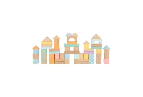 Small Foot Конструктор, дървен, в пастелни цветове, 50 части