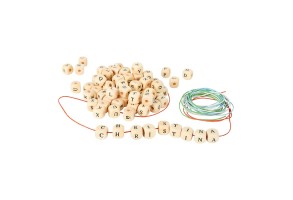 Small Foot Мъниста за нанизване, с букви, дървени, 300 броя - 2